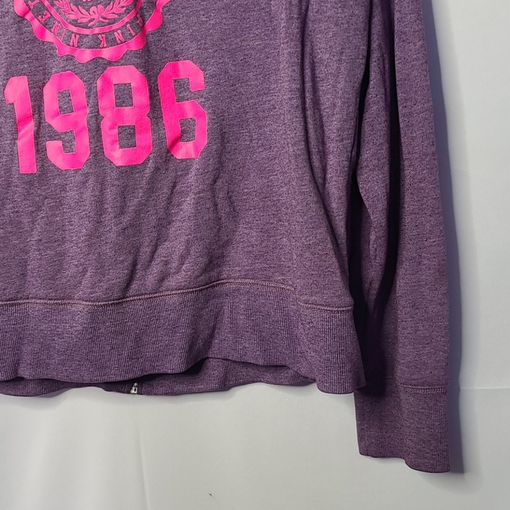 Victoria Secret Pink zip up purple sweatshirt sz L - Picture 3 of 7